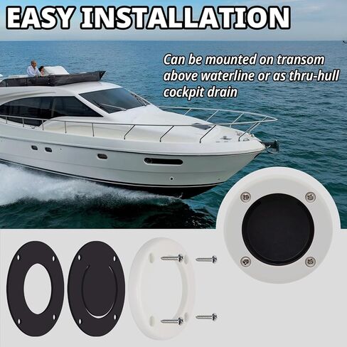 Boat Scuppers 2 Pack, Boat Self-Bailing Cockpit Mounted Scupper Valve Kit, Includes 2-7/8 inch Rubber Flapper Valve, Gasket, Retainer Ring and Screws, Suitable for Yachts, Fishing Boats, RVs in Saudi Arabia