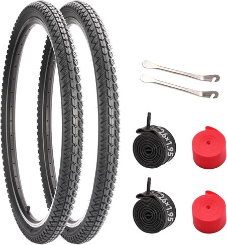 2-Pack Mountain Bike Tires Set, 26x1.95 Inch Folding Replacement Road Bike Tires with 2 Inner Tubes, High-Performance Wear-Resistant Bicycle Tires for MTB Off-Road Bike in Saudi Arabia