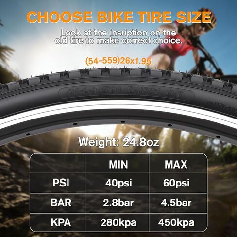 2-Pack Mountain Bike Tires Set, 26x1.95 Inch Folding Replacement Road Bike Tires with 2 Inner Tubes, High-Performance Wear-Resistant Bicycle Tires for MTB Off-Road Bike in Saudi Arabia