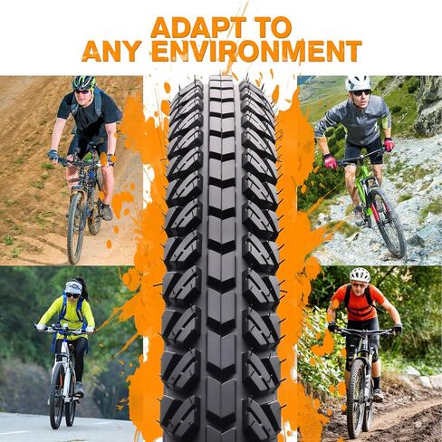 2-Pack Mountain Bike Tires Set, 26x1.95 Inch Folding Replacement Road Bike Tires with 2 Inner Tubes, High-Performance Wear-Resistant Bicycle Tires for MTB Off-Road Bike in Saudi Arabia