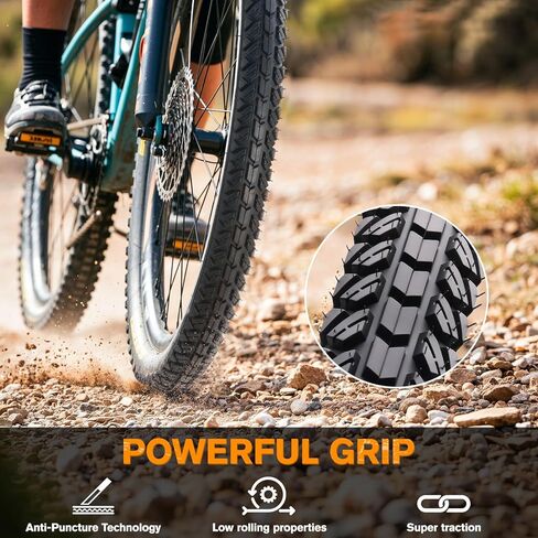 2-Pack Mountain Bike Tires Set, 26x1.95 Inch Folding Replacement Road Bike Tires with 2 Inner Tubes, High-Performance Wear-Resistant Bicycle Tires for MTB Off-Road Bike in Saudi Arabia