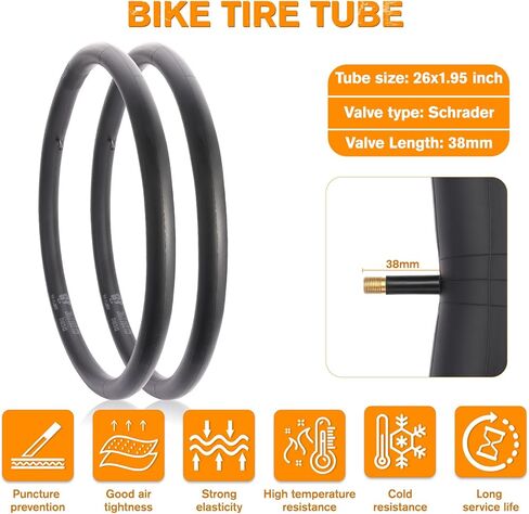 2-Pack Mountain Bike Tires Set, 26x1.95 Inch Folding Replacement Road Bike Tires with 2 Inner Tubes, High-Performance Wear-Resistant Bicycle Tires for MTB Off-Road Bike in Saudi Arabia