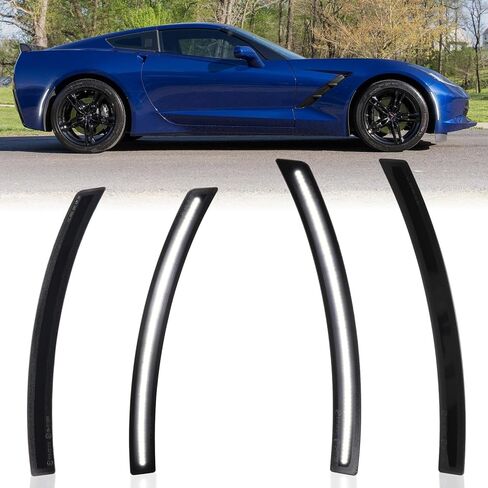 White Front Rear Side Marker Lights Compatible With 2014-2019 Chevrolet Corvette C7/ Grand Sport/Stingray/ Z06/ ZR1, Side Bumper Turn Signal Lamps, Smoked Lens 4PCS in Kuwait