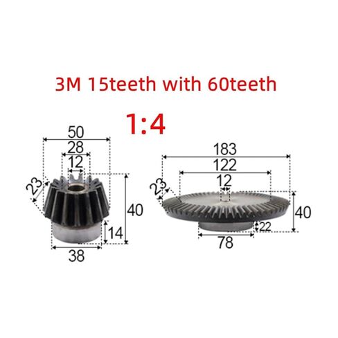 الصلب الثقيلة المحرك ترس ترس 1:4 شطبة والعتاد 3 معامل 15 الأسنان + 60 الأسنان 12 ملليمتر عملية ثقب 90 درجة محرك تخفيف التروس الصلب in Kuwait