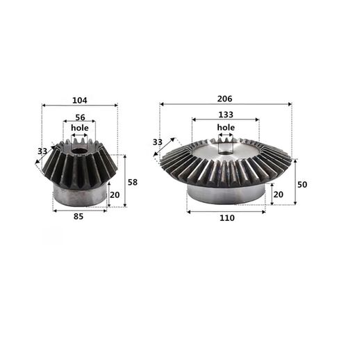ترس ترس محرك فولاذي شديد التحمل زوج واحد من تروس نقل الحركة المخروطية بزاوية 90 درجة 5M20 أسنان + 40 فتحة معالجة 18 مم و20 مم نسبة تروس دقيقة 1:2 in Kuwait