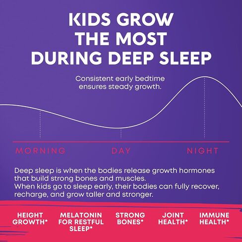 Height Growth Gummies with Melatonin for Kids & Teens - Ashwagandha, Lemon Balm & Vitamins B - Sleep & Height Booster Multivitamin for Teen Boys & Girls - Grow Taller Supplement - 60 Gummies in Saudi Arabia