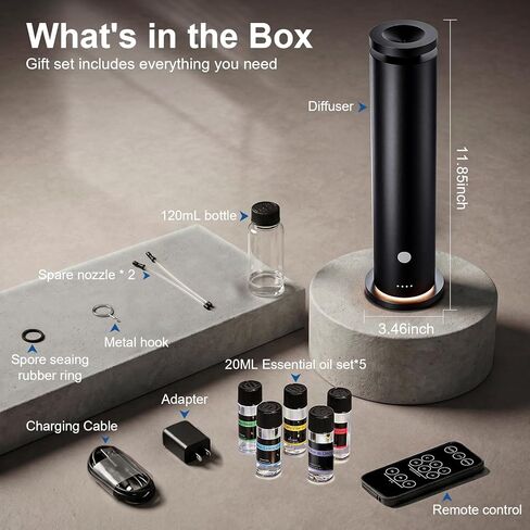 مجموعة أدوات توزيع الروائح العطرية بدون ماء مع 5 زيوت عطرية، ماكينة توزيع الروائح العلاجية الفاخرة من فئة الفنادق بمساحة 1500 قدم مربع، ناشرات هواء بوزن 4.06 أونصة/120 مل للمنزل والفنادق والمنتجعات الصحية الكبيرة in Kuwait