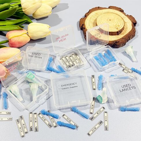 Diabetes Travel Supplies Case Accessories - Mini Plastic Box for Diabetic Needle Test Strips Disposal Storage Containers Organizer in Kuwait