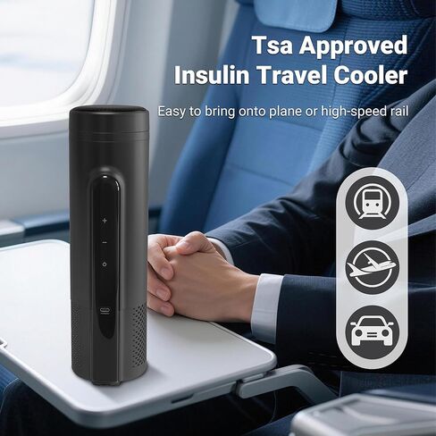 Electric Insulin Cooler Travel Case TSA Approved, Insulin Fridge Portable Insulin Refrigerator, Insulin Travel Cooler for 1–4 Pens, 35-68°F Display Temperature Battery（Black） in Kuwait