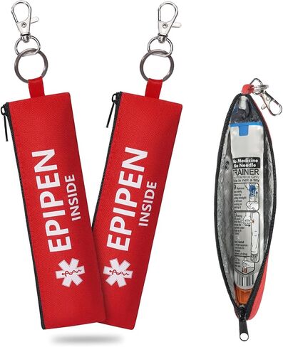 MEDMAX 2 Pack Insulated Slim Epipen Carry Case, Portable Double Sided Emergency Printing Medical Pouch Holder for One Epipen Allergy Medicine Essentials in Saudi Arabia