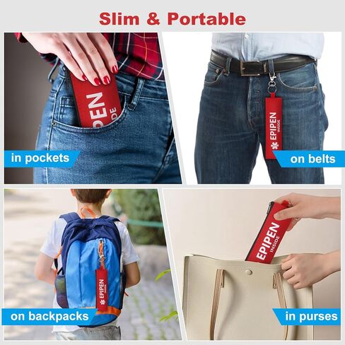 MEDMAX 2 Pack Insulated Slim Epipen Carry Case, Portable Double Sided Emergency Printing Medical Pouch Holder for One Epipen Allergy Medicine Essentials in Saudi Arabia