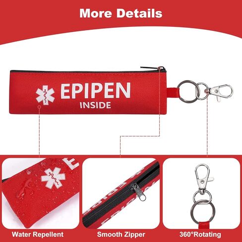 MEDMAX 2 Pack Insulated Slim Epipen Carry Case, Portable Double Sided Emergency Printing Medical Pouch Holder for One Epipen Allergy Medicine Essentials in Saudi Arabia