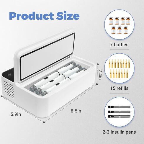 Portable Insulin Cooler Travel Case TSA Approved, Mini Insulin Fridge Box, Portable Insulin Refrigerator, Diabetic Insulin Cooler, Temperature Control LED Display, Rechargeable Battery in Kuwait