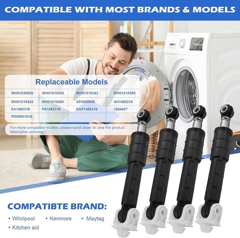 WH01X20826 Washer Shock Absorber Compatible with GE Washer models, Replaces WH01X10343 WH01X10385 WH01X10425 WH01X10260-4 Pack with 4 mounting pins in Saudi Arabia