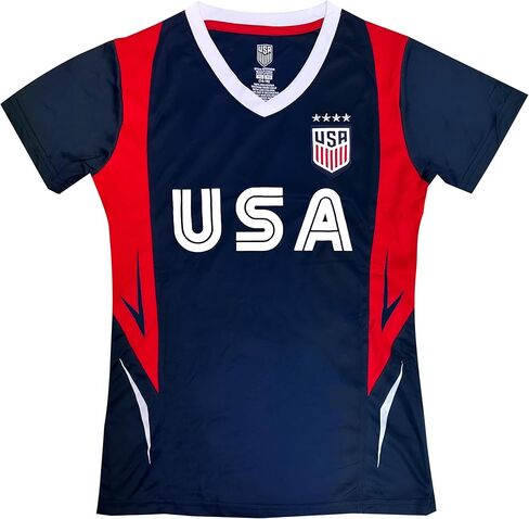 Official Licensed U.S. Soccer 4 Star USWNT Players Girls's Gameday Shirts Football Tee Top | Navy in Saudi Arabia