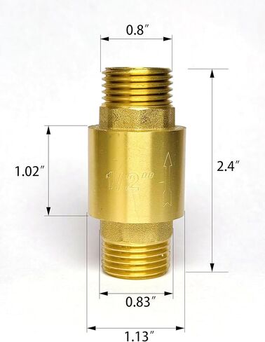 صمام فحص نحاسي DN15 1/2 بوصة أنبوب ذكر × أنبوب ذكر، يمنع التدفق الخلفي للمياه، موصلات أنابيب المياه، مناسب لبرج المياه، حديقة الكرفان، سخان المياه، أنابيب المياه، محولات السباكة، موصلات الأنابيب in Kuwait