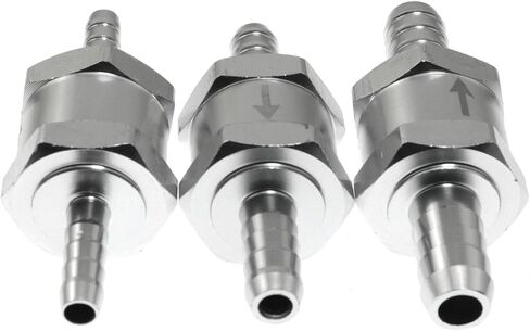 Maxmoral 3PCS 1/4 5/16 3/8 Inch Fuel One Way Check Straight Through Valve for Gasoline Diesel Lines Aluminum Alloy Silver 6 8 10mm for Vacuum Systems in Saudi Arabia