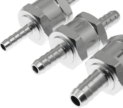 Maxmoral 3PCS 1/4 5/16 3/8 Inch Fuel One Way Check Straight Through Valve for Gasoline Diesel Lines Aluminum Alloy Silver 6 8 10mm for Vacuum Systems in Saudi Arabia