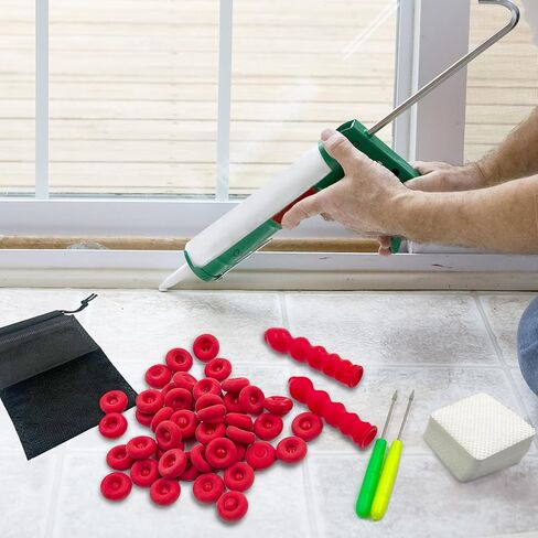 SNAIL GARDEN 102Pcs Reusable Caulk Caps with Scratch Awl & Cleaning Pads, Elastic Caulk Tube Sealer Caps for Sealing Various Caulking Tubes in Saudi Arabia