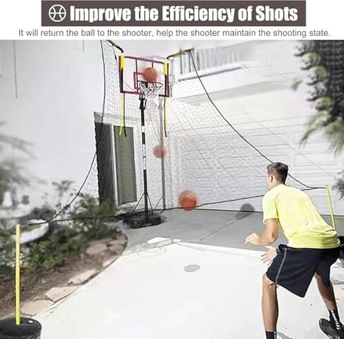 Shot Basketball Returner Return Net Attachment - Large Hoop Rebounder for BackCourt Trainer for Shooting Easy Assembly Outdoor in Saudi Arabia