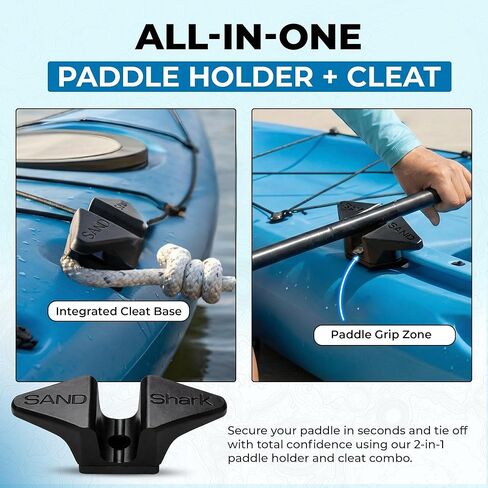 مجموعة مكونة من قطعتين من حامل مجداف الكاياك ومجموعة المرابط - ملحقات قوارب الكاياك المثبتة على المسار لصيد الأسماك والترفيه - مقاومة للطقس، مادة قوية ومرنة - تناسب أنظمة مسارات قوارب الكاياك القياسية in Kuwait