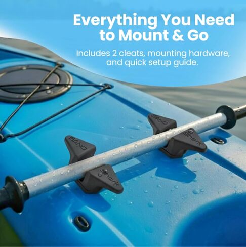 مجموعة مكونة من قطعتين من حامل مجداف الكاياك ومجموعة المرابط - ملحقات قوارب الكاياك المثبتة على المسار لصيد الأسماك والترفيه - مقاومة للطقس، مادة قوية ومرنة - تناسب أنظمة مسارات قوارب الكاياك القياسية in Kuwait