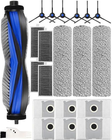 مجموعة ملحقات X11 OmniCyclone لمكنسة الروبوت Ecovacs Deebot X11 OmniCyclone/X11 Pro Omni/T80S Omni/Yeedi S16 Plus، قطع غيار Deebot x11: 2 فرشاة رئيسية، 4 ممسحة دوارة، 6 فرشاة جانبية، 4 فلتر in Kuwait