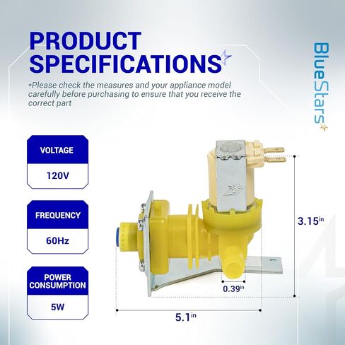 [2025 UPGRADED] BlueStars 000009120 000008483 Water Inlet Valve for Manitowoc Ice Machine models SY0454A ID0302A ID0303W ID0523W - Replaces 00009120 00008487 00008483 33129026 in Saudi Arabia