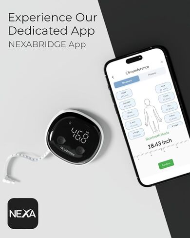 Smart Body Tape Measure, Track Measurements Bluetooth Dedicated App, Digital Measuring for Weight Loss, Muscle Gain, Fitness Shape, Multi Users, Retractable, USB-C, 60 in / 150 cm in Saudi Arabia