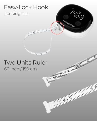 Smart Body Tape Measure, Track Measurements Bluetooth Dedicated App, Digital Measuring for Weight Loss, Muscle Gain, Fitness Shape, Multi Users, Retractable, USB-C, 60 in / 150 cm in Saudi Arabia