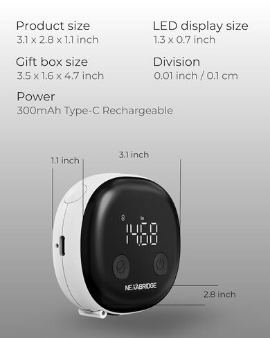 Smart Body Tape Measure, Track Measurements Bluetooth Dedicated App, Digital Measuring for Weight Loss, Muscle Gain, Fitness Shape, Multi Users, Retractable, USB-C, 60 in / 150 cm in Saudi Arabia