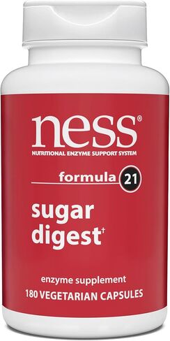 Ness® Sugar Digest | Multi-Enzyme Digestive Supplement | Supports Sugar & Carbohydrate Digestion | Amylase, Lactase & Invertase Enzyme Blend | 180 Vegetarian Capsules in Kuwait