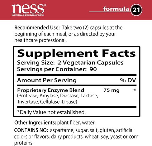 Ness® Sugar Digest | Multi-Enzyme Digestive Supplement | Supports Sugar & Carbohydrate Digestion | Amylase, Lactase & Invertase Enzyme Blend | 180 Vegetarian Capsules in Kuwait