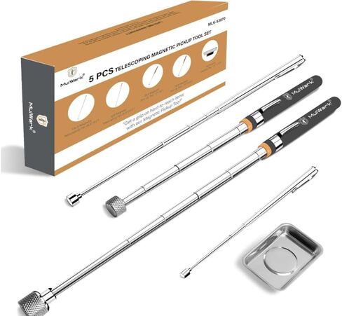 Mulwark Magnetic Compleer Telescoping Tooling Tool ، وعصا مغناطيسية 35 رطل ، قلم التلسكوب المغناطيسي 1 رطل ، صينية مغناطيسية. مثالي لالتقاط الأظافر والمسامير والحطام المعدني in Kuwait