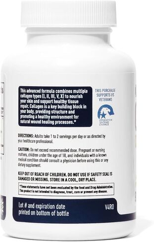 العناية بالجروح بالإضافة إلى مكمل مركب الكولاجين - ببتيدات الكولاجين متعددة المصادر (البقري، البحري، الدجاج، قشر البيض) - يدعم صحة الجلد والأنسجة - 90 كبسولة - خالية من الغلوتين، غير معدلة وراثيًا، صديقة للكيتو in Kuwait