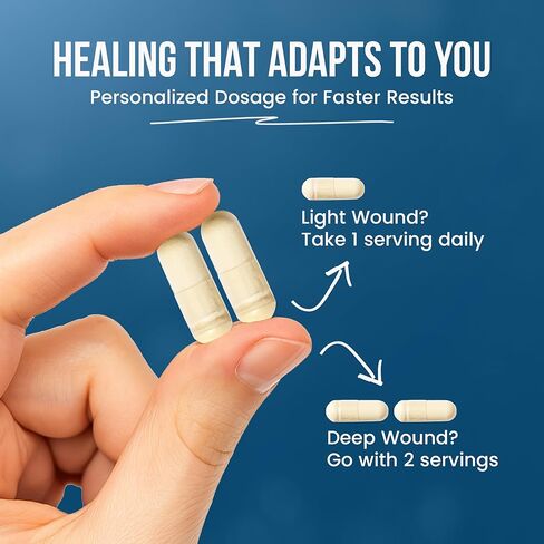 العناية بالجروح بالإضافة إلى مكمل مركب الكولاجين - ببتيدات الكولاجين متعددة المصادر (البقري، البحري، الدجاج، قشر البيض) - يدعم صحة الجلد والأنسجة - 90 كبسولة - خالية من الغلوتين، غير معدلة وراثيًا، صديقة للكيتو in Kuwait