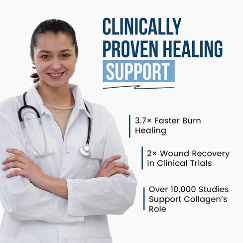 العناية بالجروح بالإضافة إلى مكمل مركب الكولاجين - ببتيدات الكولاجين متعددة المصادر (البقري، البحري، الدجاج، قشر البيض) - يدعم صحة الجلد والأنسجة - 90 كبسولة - خالية من الغلوتين، غير معدلة وراثيًا، صديقة للكيتو in Kuwait