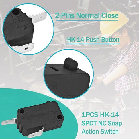 HK-14 NO+NC Micro Switch (أحمر + أسود 2 حزمة) - 20A 250VAC مفتاح المكبس الدبوس مفتوح ومغلق عادة - متوافق مع هانيويل V7-1S37D13 in Saudi Arabia