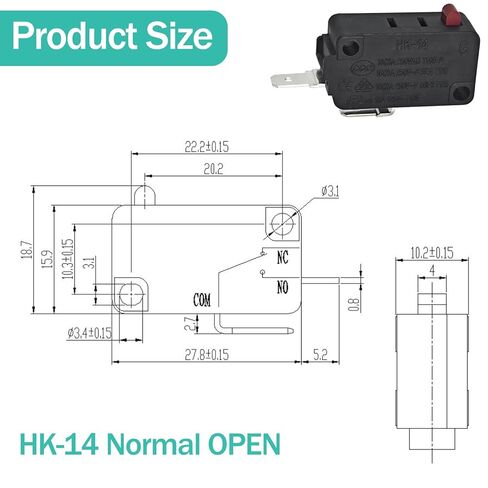HK-14 NO+NC Micro Switch (أحمر + أسود 2 حزمة) - 20A 250VAC مفتاح المكبس الدبوس مفتوح ومغلق عادة - متوافق مع هانيويل V7-1S37D13 in Saudi Arabia