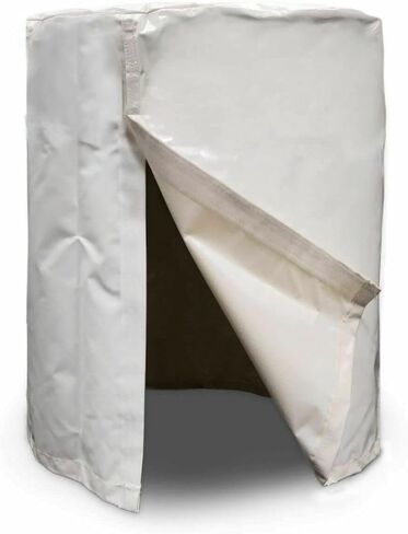 55 Gallon Rain Barrel Cover, White Vinyl, Waterproof Drum Protector with Hook and Loop Closure, for Canopy Tent Weights and Outdoor Storage 24 x 36 Inch, Fits Most 55 Gallon Drums in Kuwait