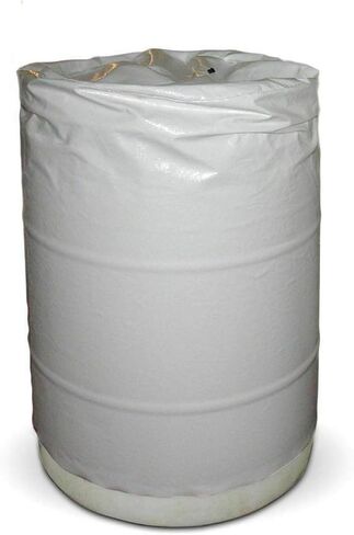 55 Gallon Rain Barrel Cover, White Vinyl, Waterproof Drum Protector with Hook and Loop Closure, for Canopy Tent Weights and Outdoor Storage 24 x 36 Inch, Fits Most 55 Gallon Drums in Kuwait