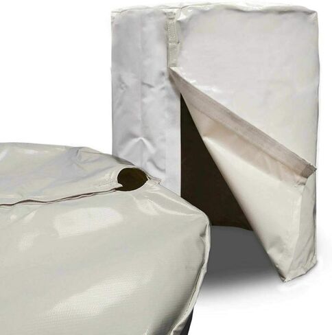 55 Gallon Rain Barrel Cover, White Vinyl, Waterproof Drum Protector with Hook and Loop Closure, for Canopy Tent Weights and Outdoor Storage 24 x 36 Inch, Fits Most 55 Gallon Drums in Kuwait