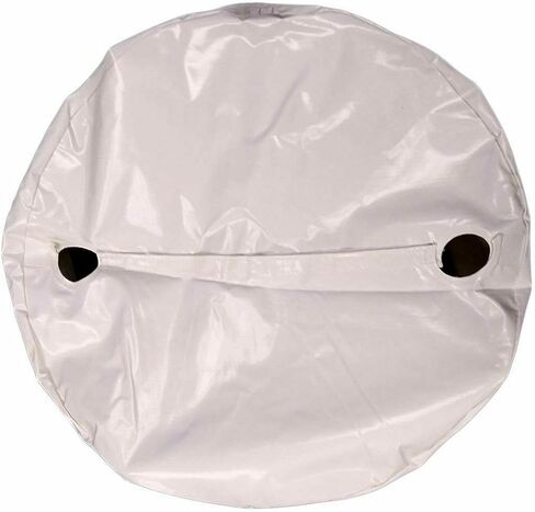 55 Gallon Rain Barrel Cover, White Vinyl, Waterproof Drum Protector with Hook and Loop Closure, for Canopy Tent Weights and Outdoor Storage 24 x 36 Inch, Fits Most 55 Gallon Drums in Kuwait