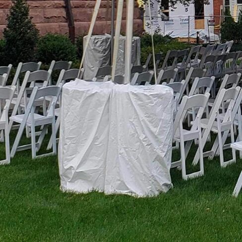 55 Gallon Rain Barrel Cover, White Vinyl, Waterproof Drum Protector with Hook and Loop Closure, for Canopy Tent Weights and Outdoor Storage 24 x 36 Inch, Fits Most 55 Gallon Drums in Kuwait