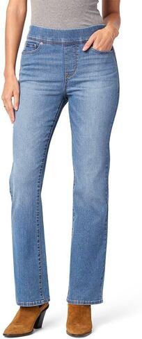 بنطلون جينز Levi Strauss Signature النسائي ذو الشكل الكامل من قماش الدنيم المطاطي متوسط ​​الارتفاع (متوفر أيضًا في Plus)، (جديد) خارج المدينة، 12 شورت in Kuwait
