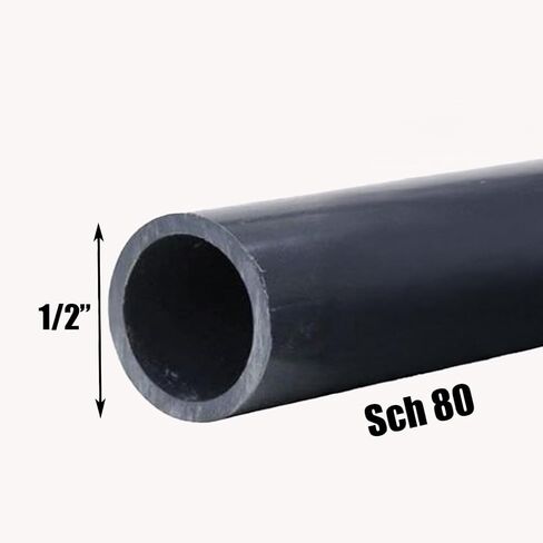 1/2 بوصة جدول 80 أنبوب PVC، قطر 1/2 بوصة، (0.84 بوصة OD، 0.546 بوصة معرف)، تطبيقات الضغط العالي الصناعية (18، بوصة) in Saudi Arabia