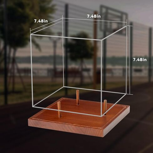 No Assembly Mini Basketball Display Case with Solid Wood Base - 8 Inch Mini Ball Acrylic Storage Box - UV Protected Display Case in Kuwait