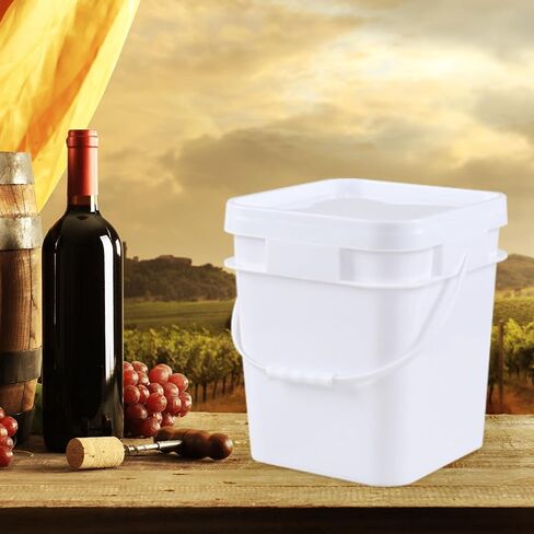 3 Gallon Plastic Bucket with Lid, 4-Pack Square Bucket Pail Food Grade, White in Saudi Arabia