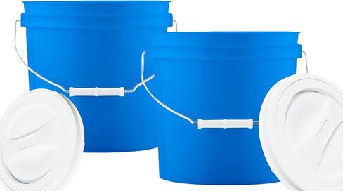 حاوية دلو من House Naturals سعة 2 جالون من الدرجة الغذائية خالية من مادة BPA مصنوعة في الولايات المتحدة الأمريكية مع غطاء لولبي (عبوة من قطعتين) in Kuwait