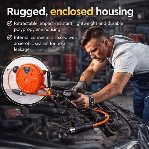 8mm Automatic Retractable Air Hose Reel Tube Holder Wall Mount Roller for Car Cashers, Pneumatic Wrenches, Machine Tool Maintenance, and Pneumatic Equipment in Kuwait